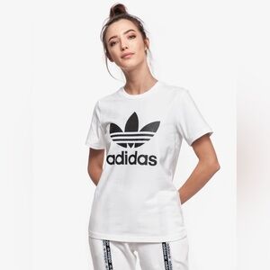 Adidas | Women’s Classic Trefoil Tee in White with Black Logo